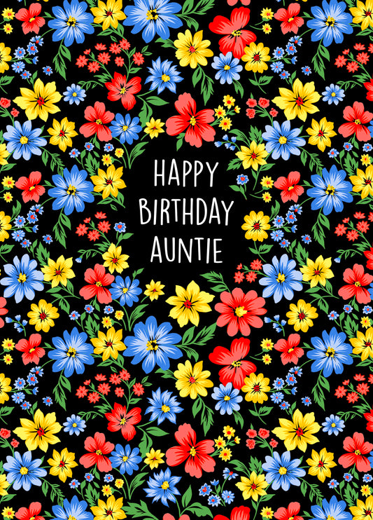 Pretty Floral Birthday Card For Auntie