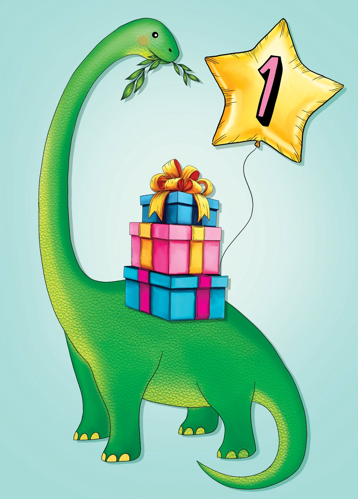 Adorable Dinosaur Themed 1st Birthday Card