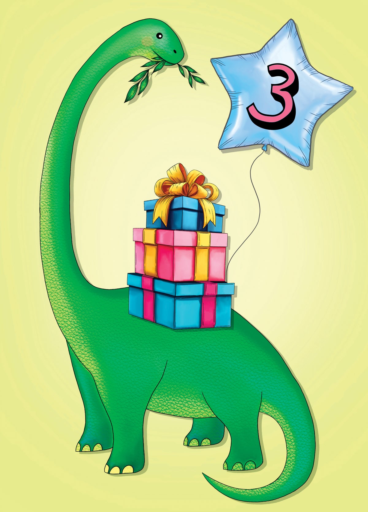 Adorable Dinosaur Themed 3rd Birthday Card