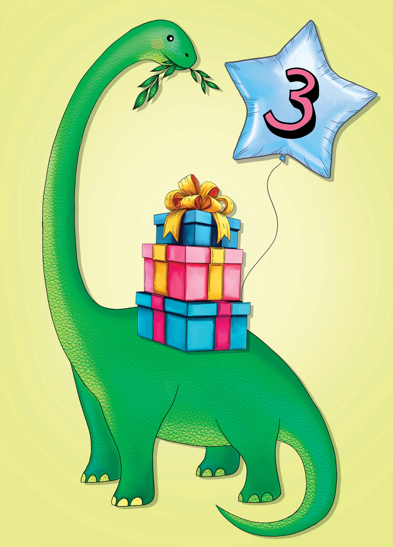 Adorable Dinosaur Themed 3rd Birthday Card