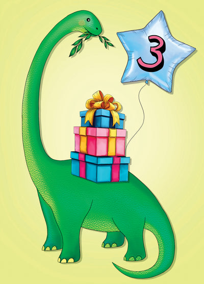 Adorable Dinosaur Themed 3rd Birthday Card