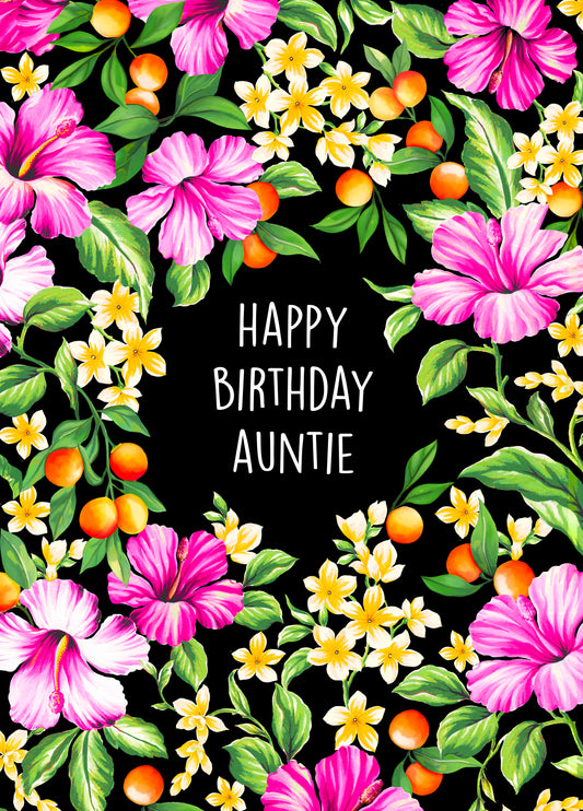 Gorgeous Tropical Birthday Card For Auntie