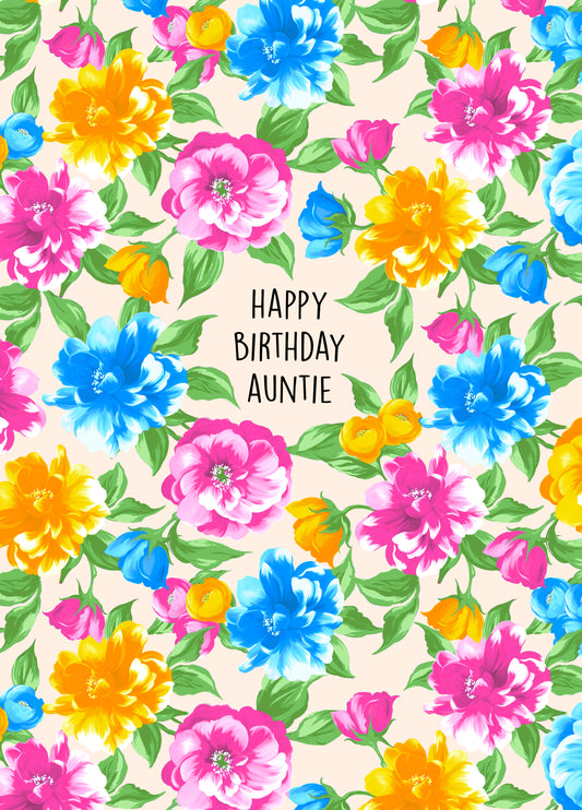 Gorgeous Floral Birthday Card For Auntie