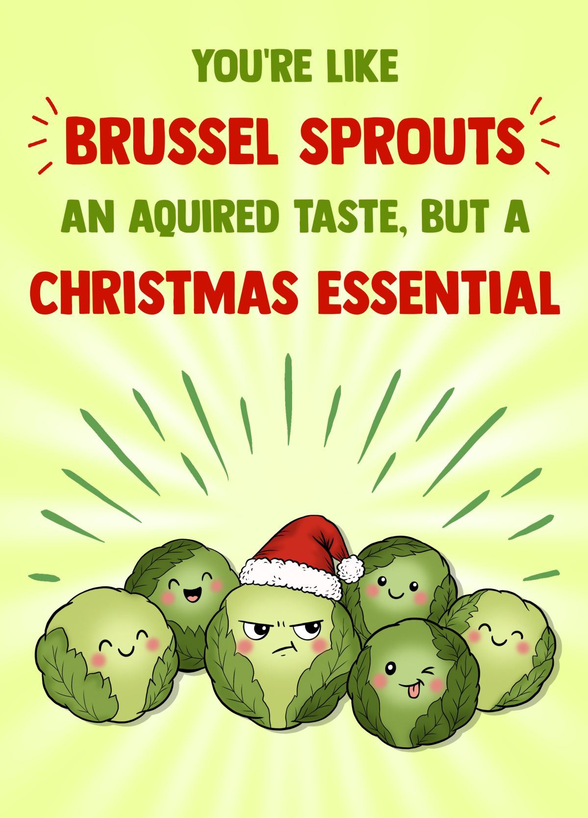 Funny Brussel Sprouts Christmas Card