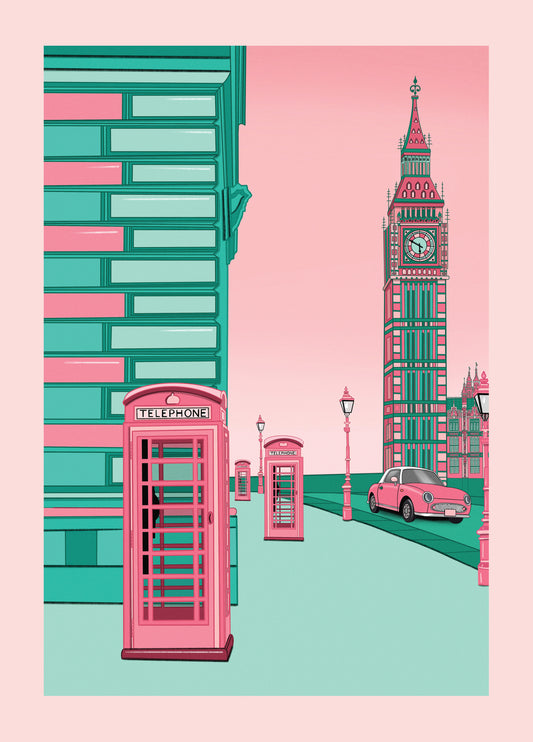 Pink Big Ben Location Card