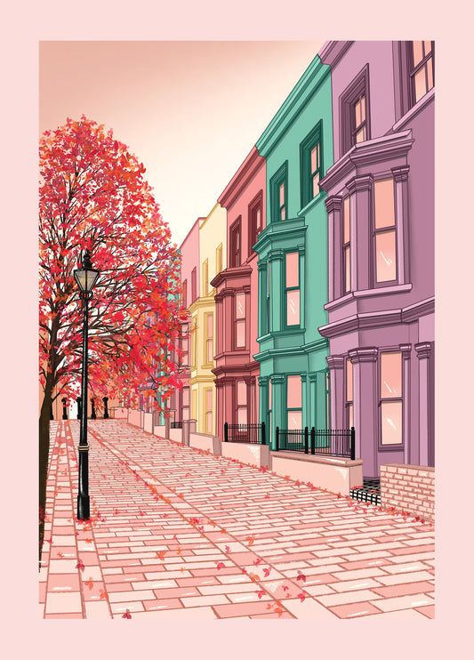 Notting Hill Portobello Colourful Houses Card