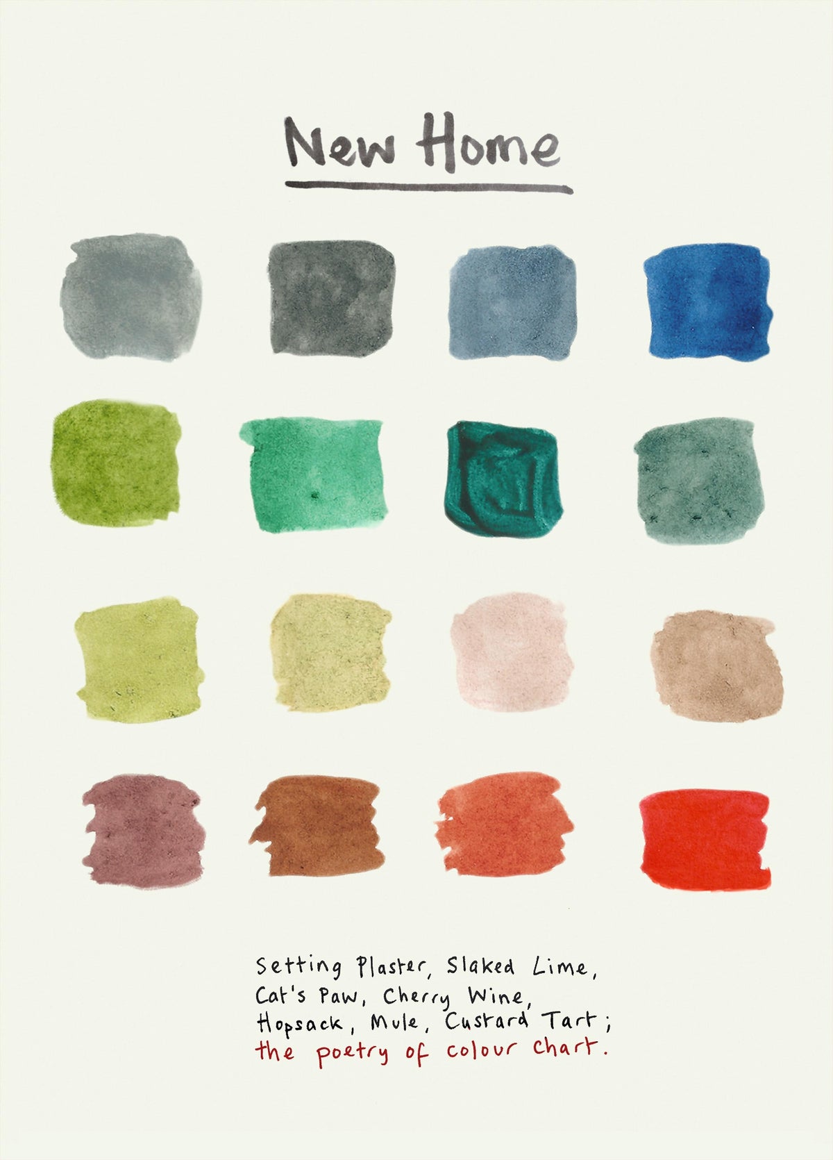 New Home Colour Chart Card