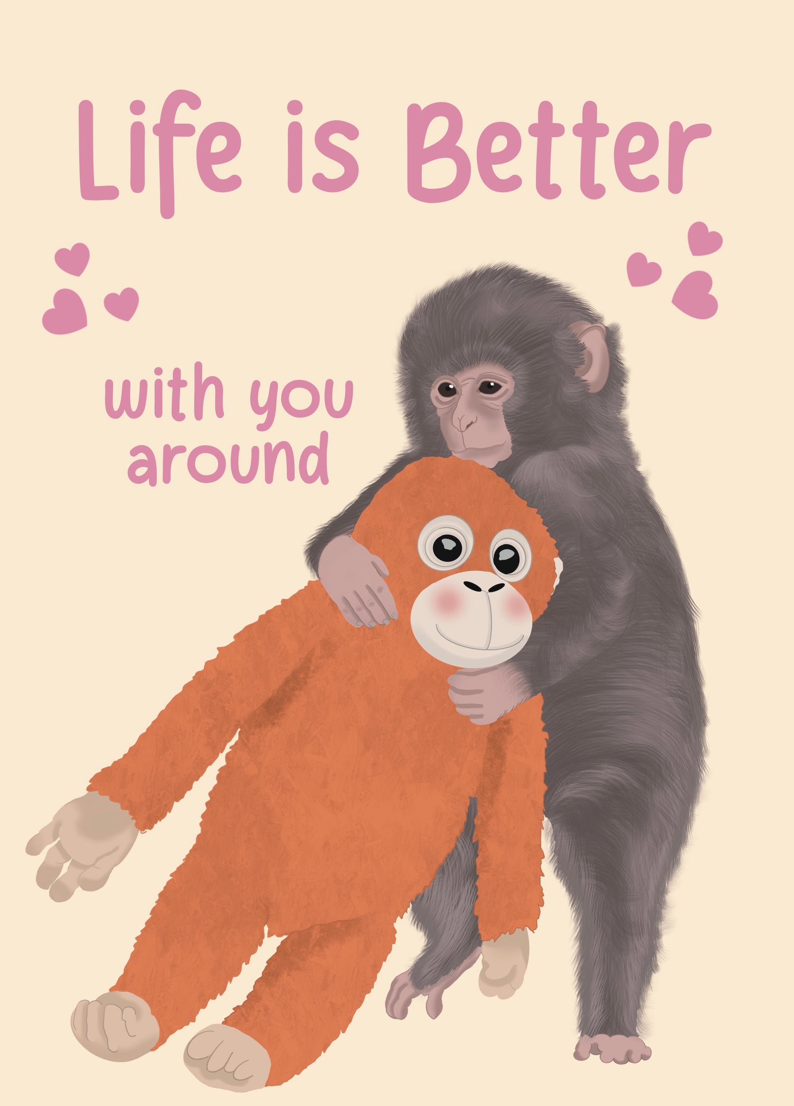 Punch The Monkey Cute Friendship Greeting Card