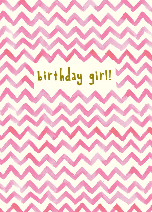 Pink Birthday Girl Zigzag Card