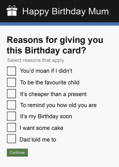 Reasons For Giving This Card