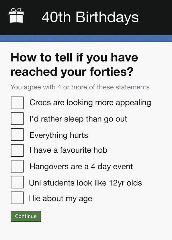 40th Birthday Form