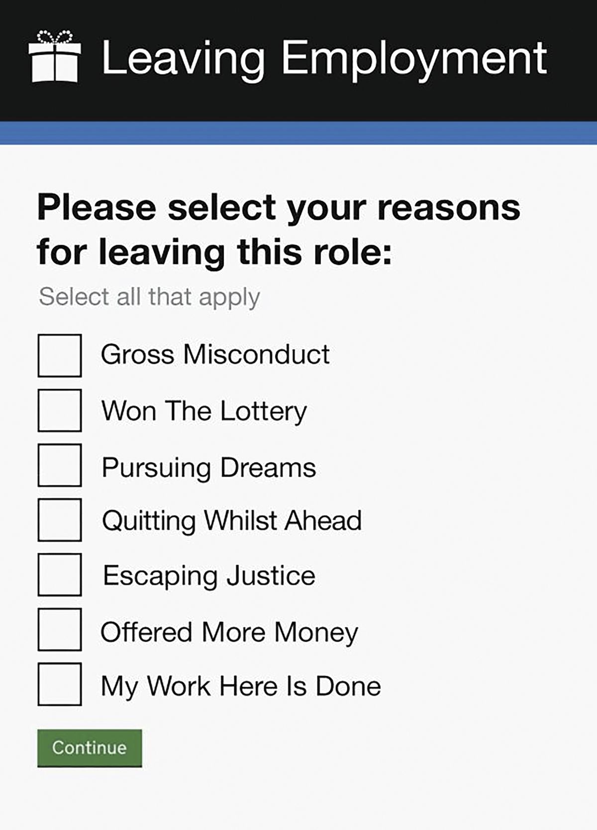 Leaving Employment Form