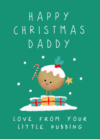 Cute Little Pudding For Daddy Christmas Card