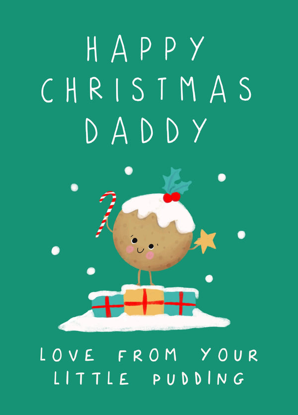 Cute Little Pudding For Daddy Christmas Card