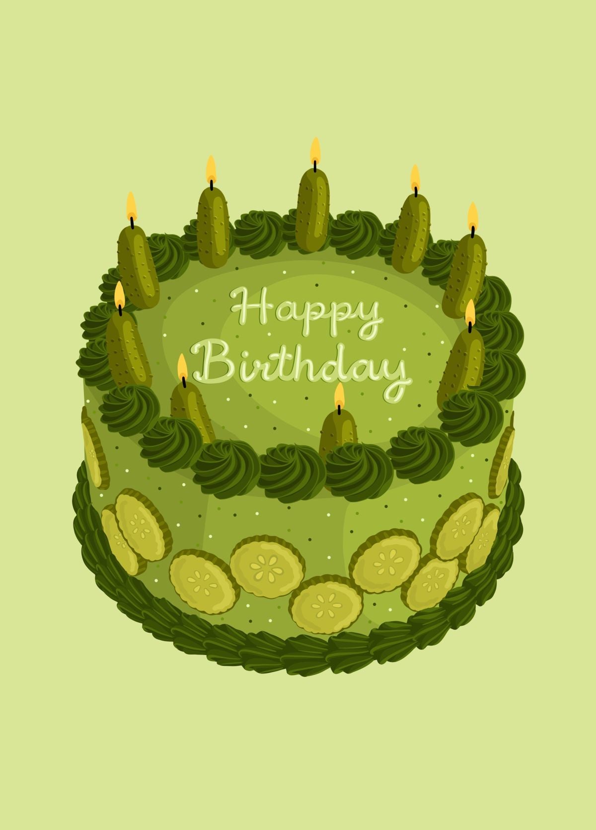 Pickle Cake Happy Birthday Card