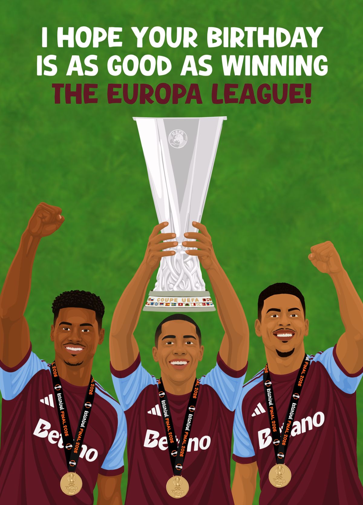 Aston Villa Winning The Europa League Birthday Card