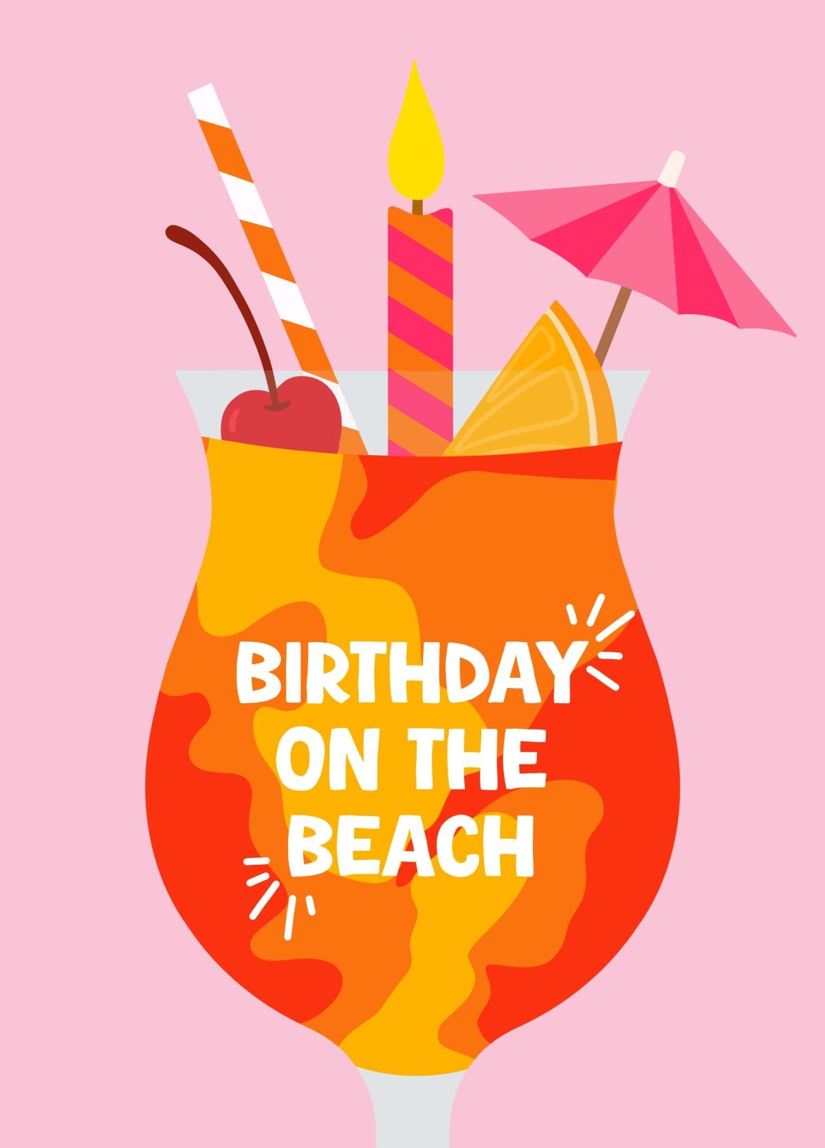 Birthday On The Beach Cocktail Birthday Card