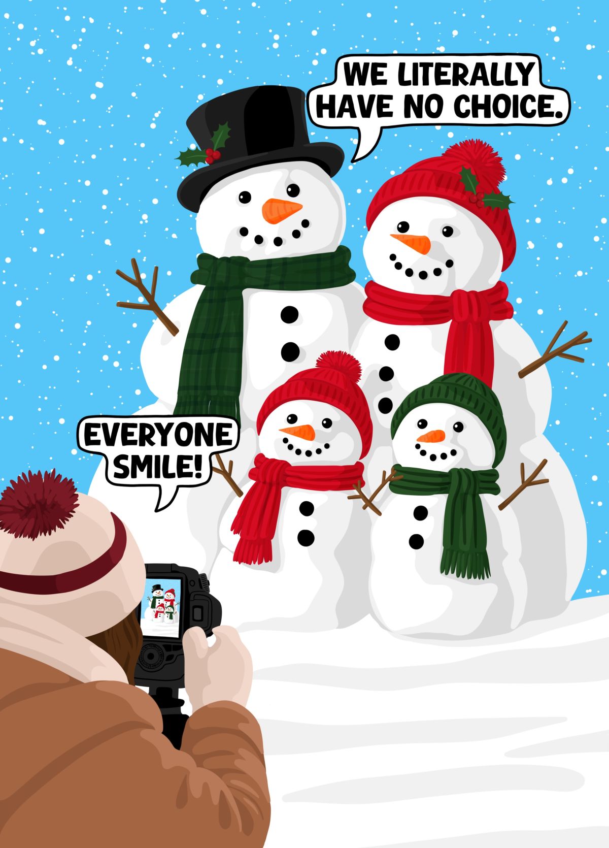 Funny Family Snowman Christmas Card