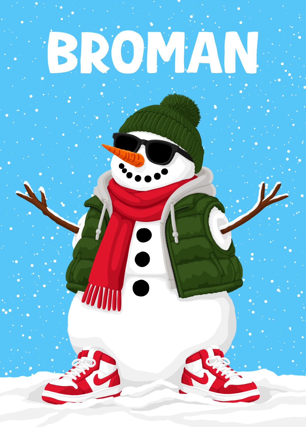 Funny Broman Snowman Christmas Card