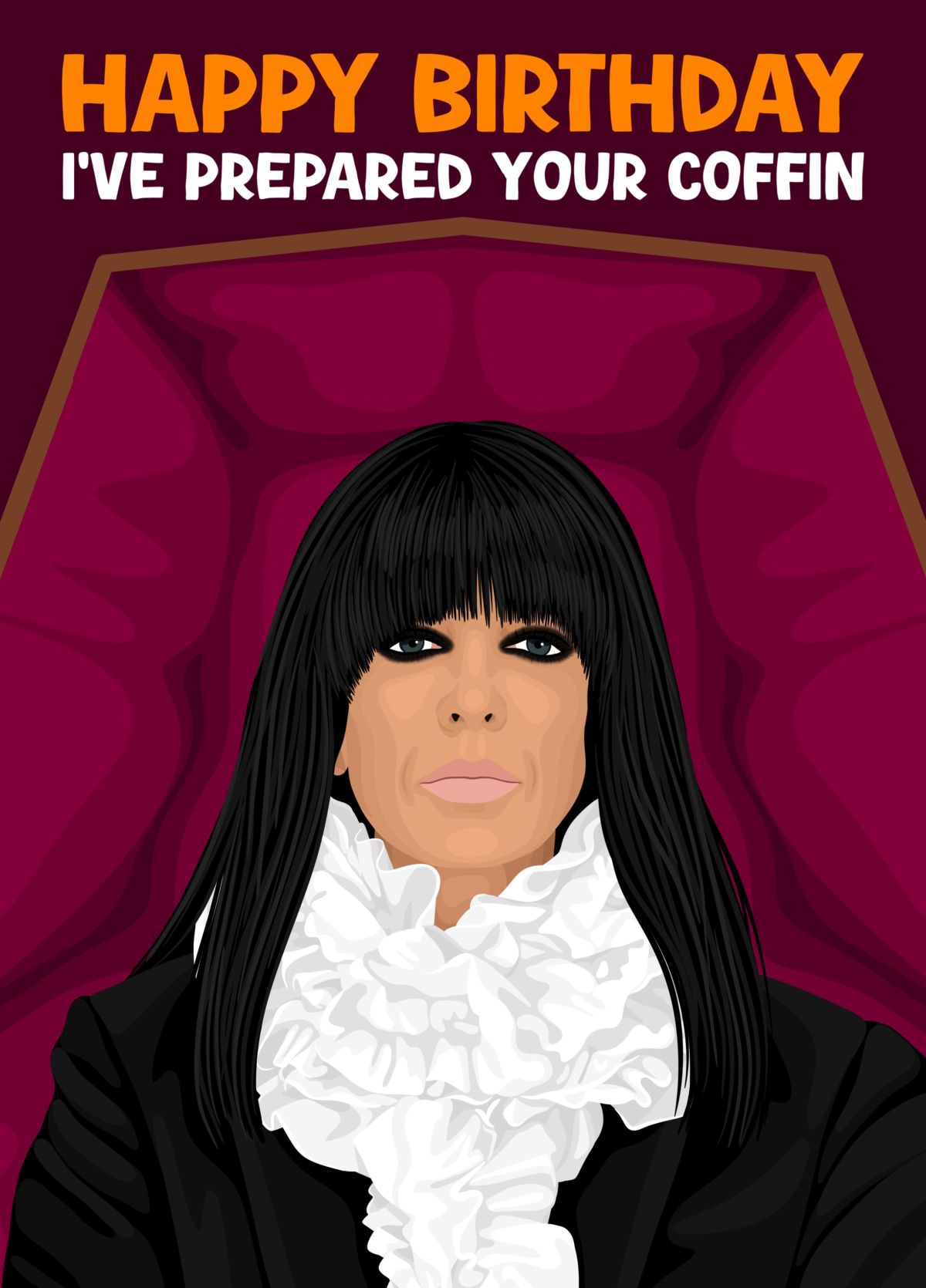 Claudia Winkleman Traitors Coffin Birthday Card