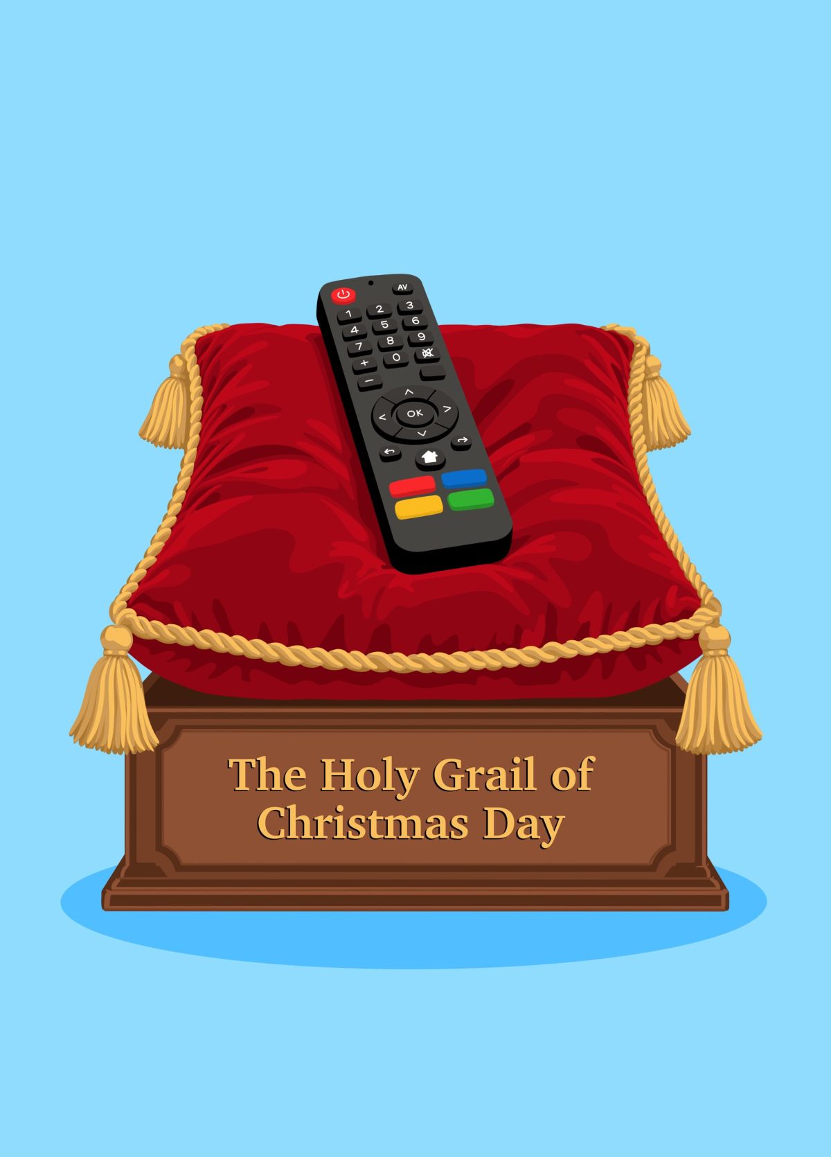 Funny TV Remote Holy Grail Christmas Card
