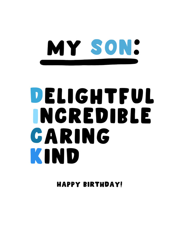 My Son D I C K Birthday Card