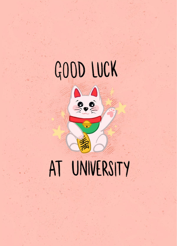 Good Luck At University - Lucky Cat Card