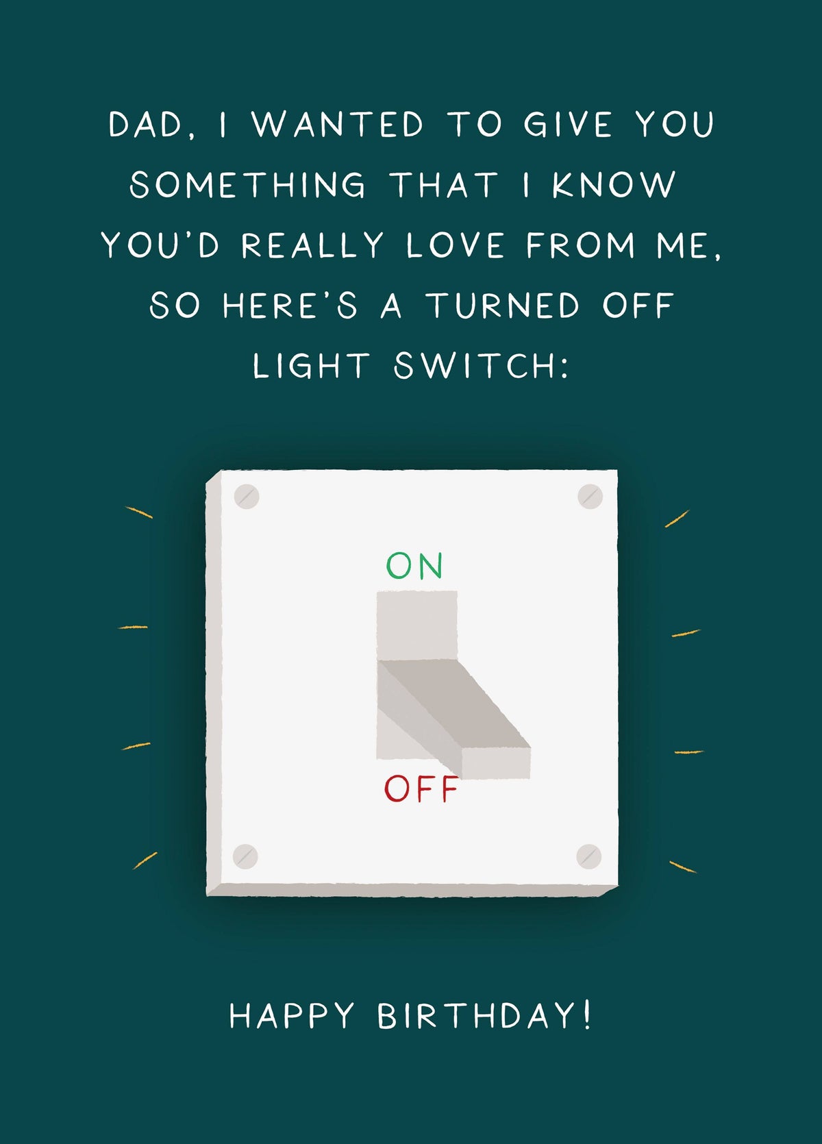 Light Switch Birthday Card Dad