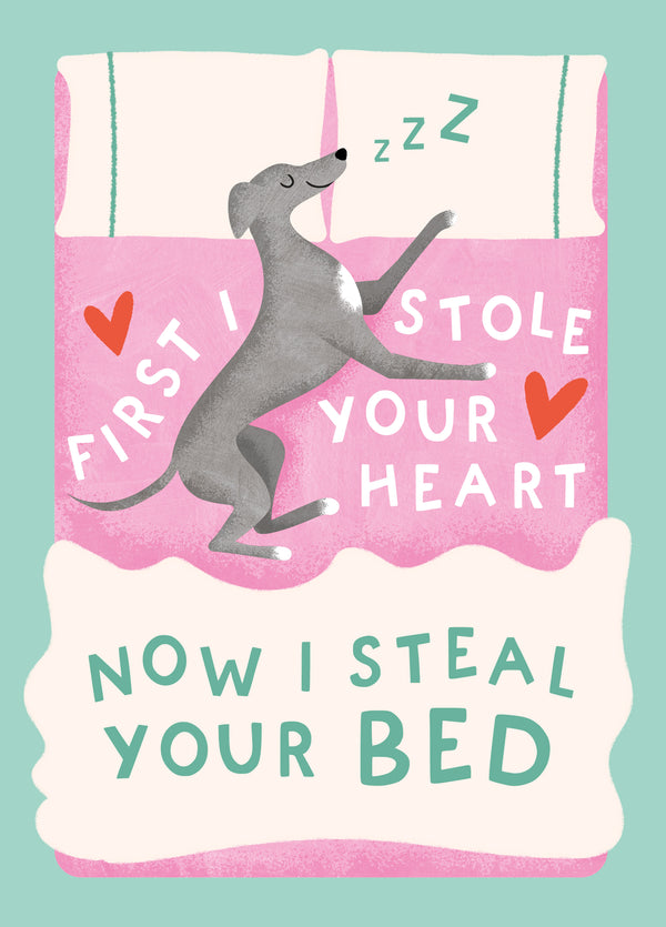 First I Stole Your Heart, Now I Steal Your Bed Dog Card