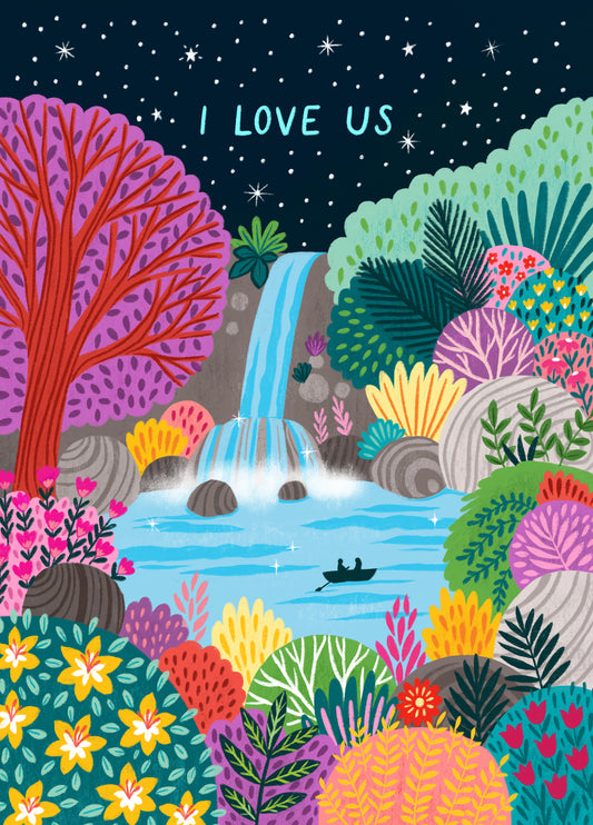 Pretty Anniversary Card - I Love Us - Whimsical Waterfall