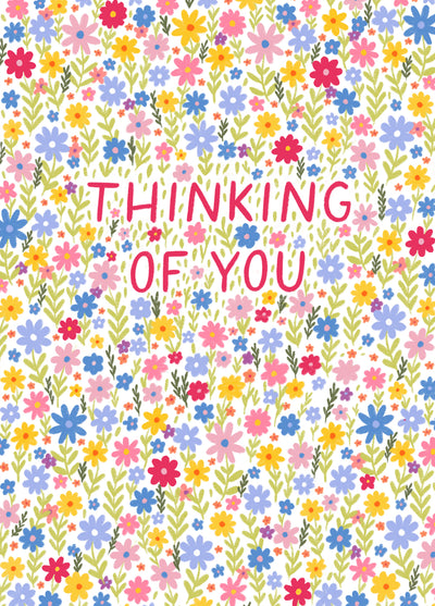 Pretty Thinking Of You Card - Pastel Florals