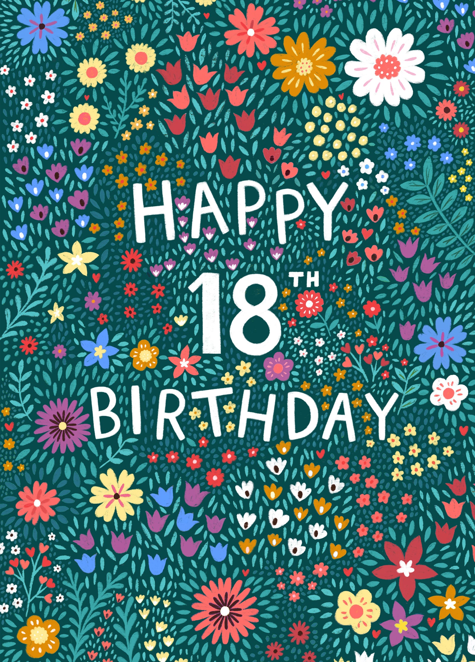 Pretty Birthday Card - 18th - Floral