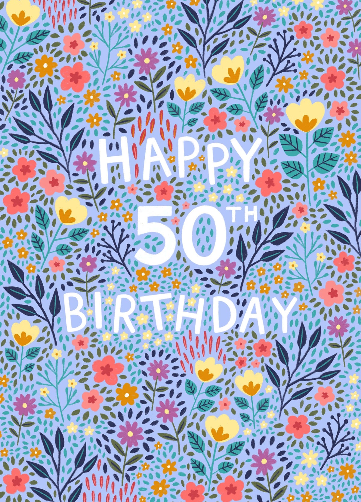 Pretty Birthday Card - 50th - Floral