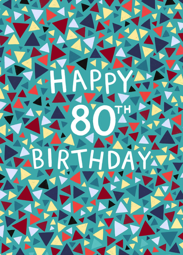 Classic Birthday Card - 80th - Geometric - For Him