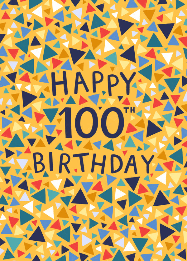 Classic Birthday Card - 100th - Geometric - For Him