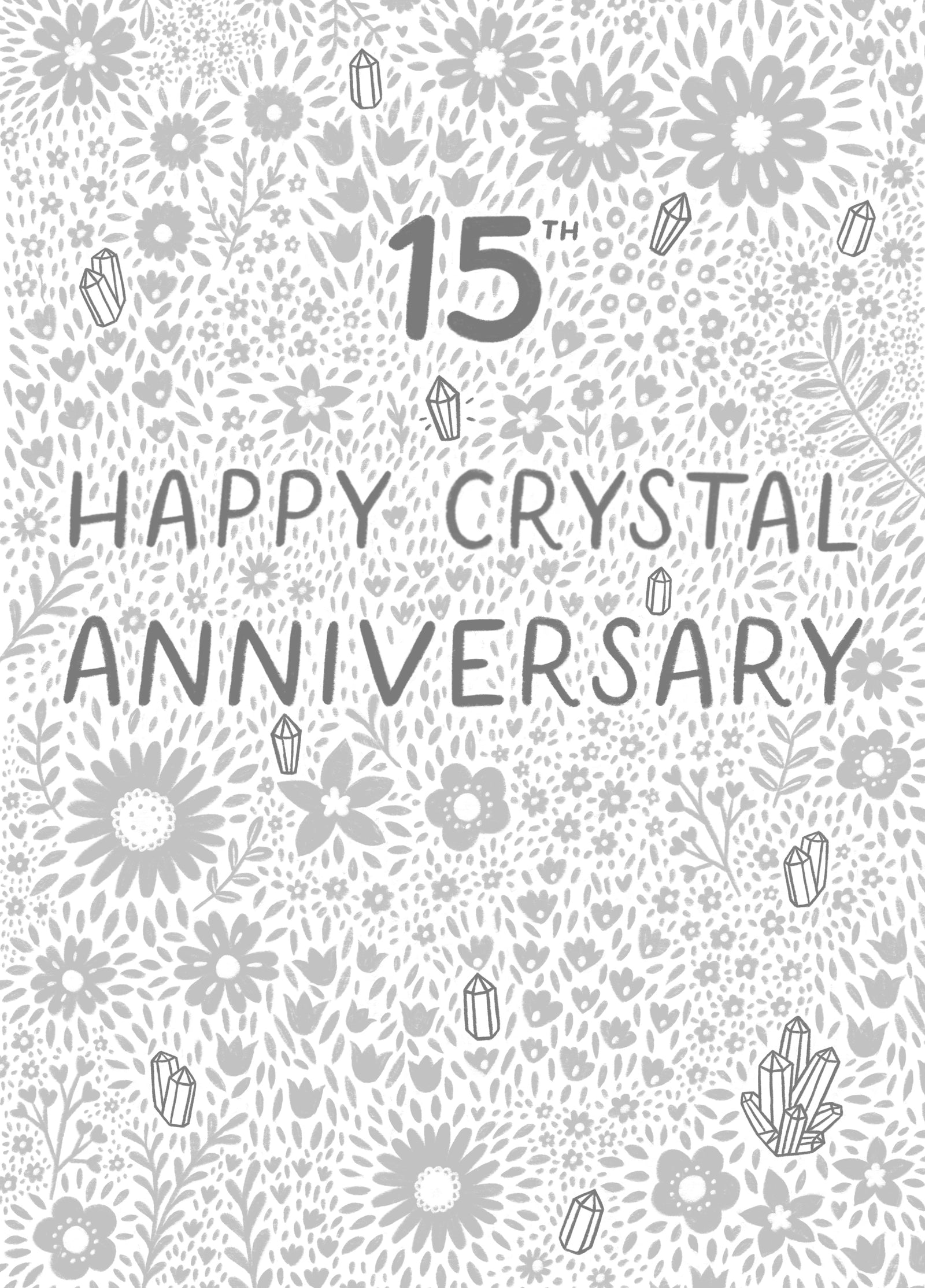 Pretty Anniversary Card - 15th - Crystal