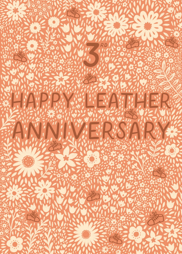 Pretty Anniversary Card - 3rd - Leather