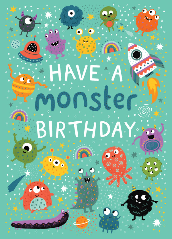 Cute Birthday Card Birthday - Monsters - For Children