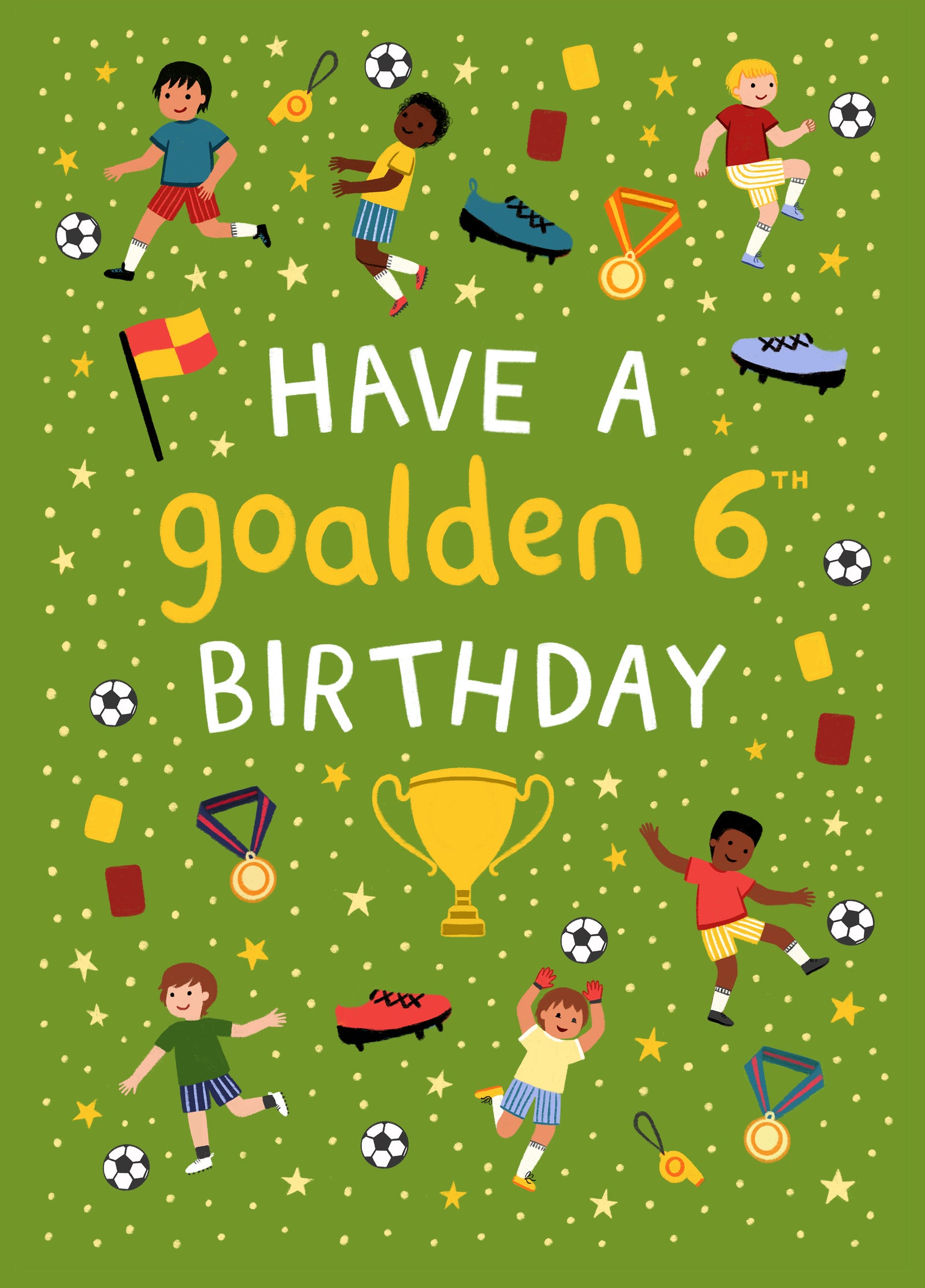 Cute Birthday Card - 6th Birthday - Football