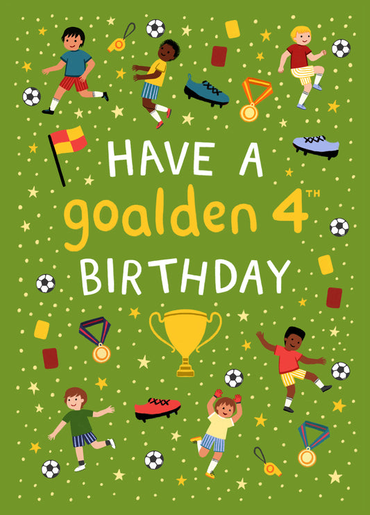Cute Birthday Card - 4th Birthday - Football
