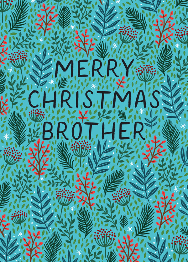 Classic Christmas Card - For Brother - Berries