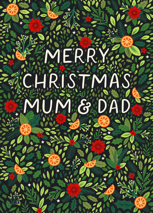 Pretty Christmas Card - Parents