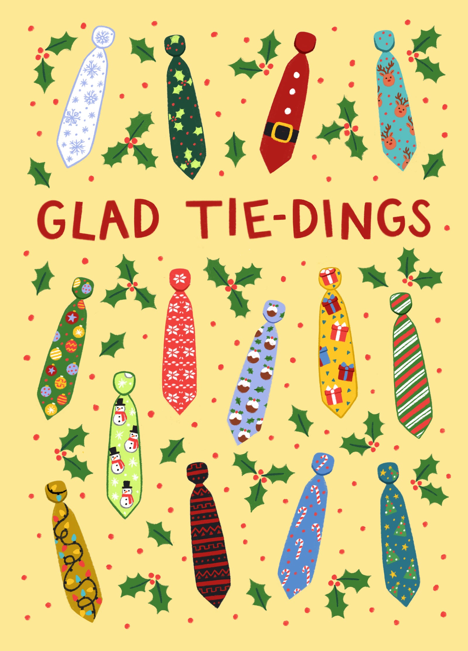 Classic Christmas Card - Glad Tie-Dings - Patterned Ties
