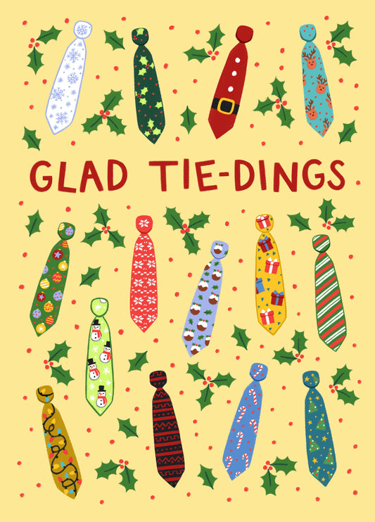 Classic Christmas Card - Glad Tie-Dings - Patterned Ties