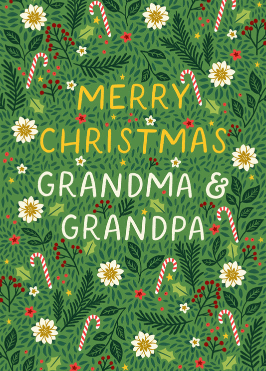Classic Christmas Card - For Grandparents - Candy Canes