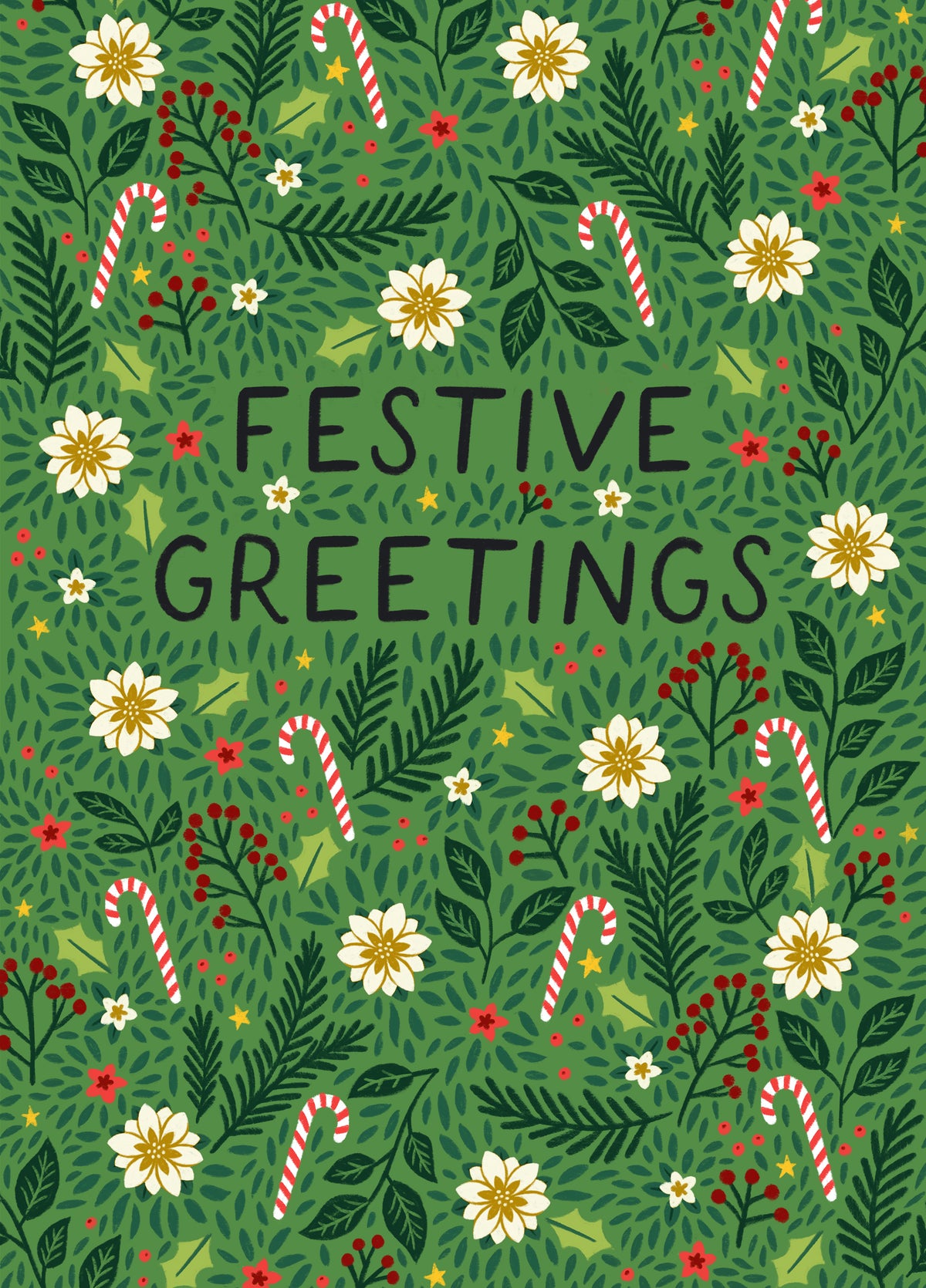 Classic Christmas/New Year Card - Festive Greetings - Candy Canes