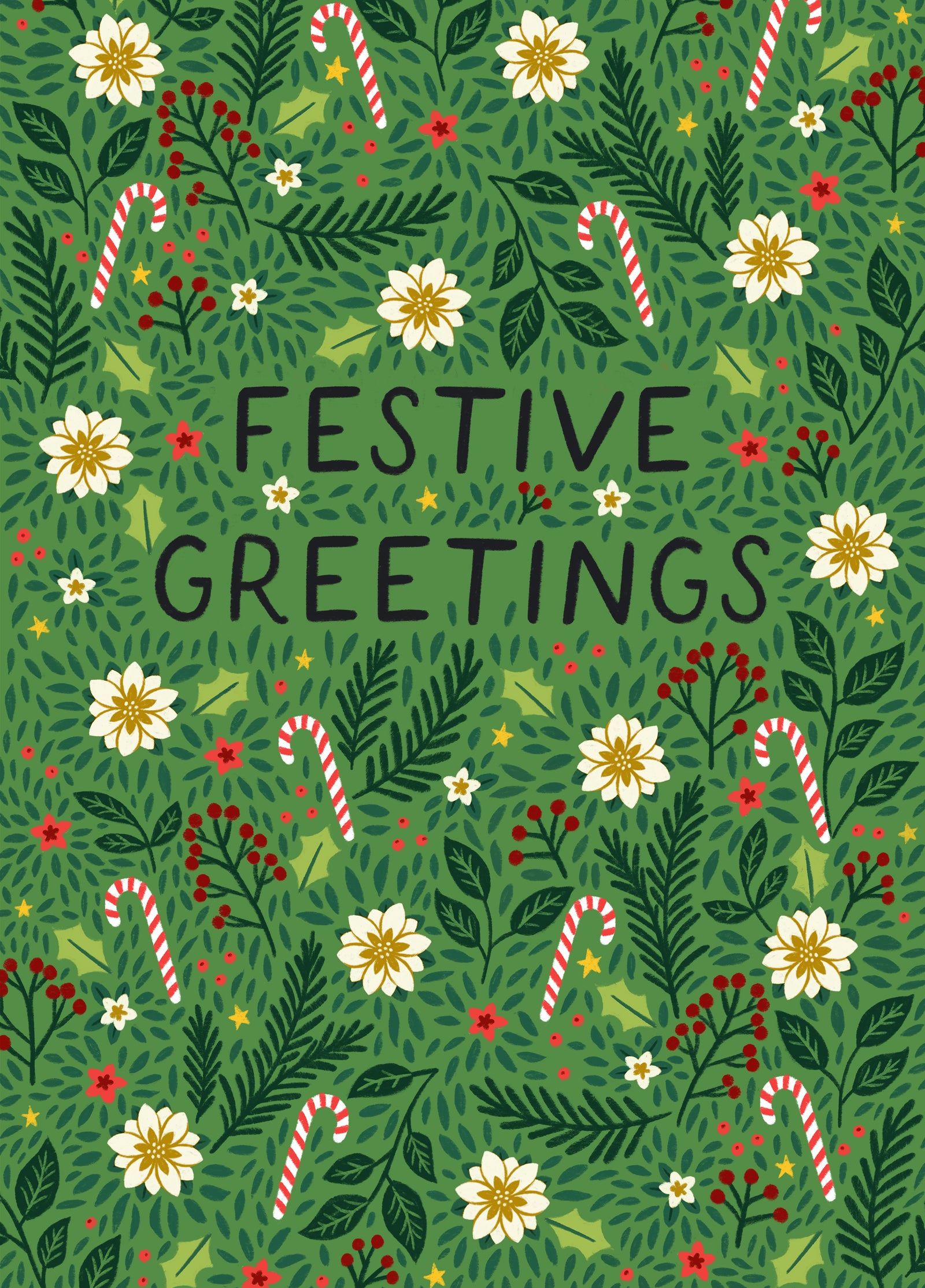 Classic Christmas/New Year Card - Festive Greetings - Candy Canes