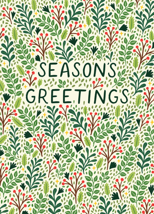 Classic Christmas Card - Season's Greetings - Fauna And Berries