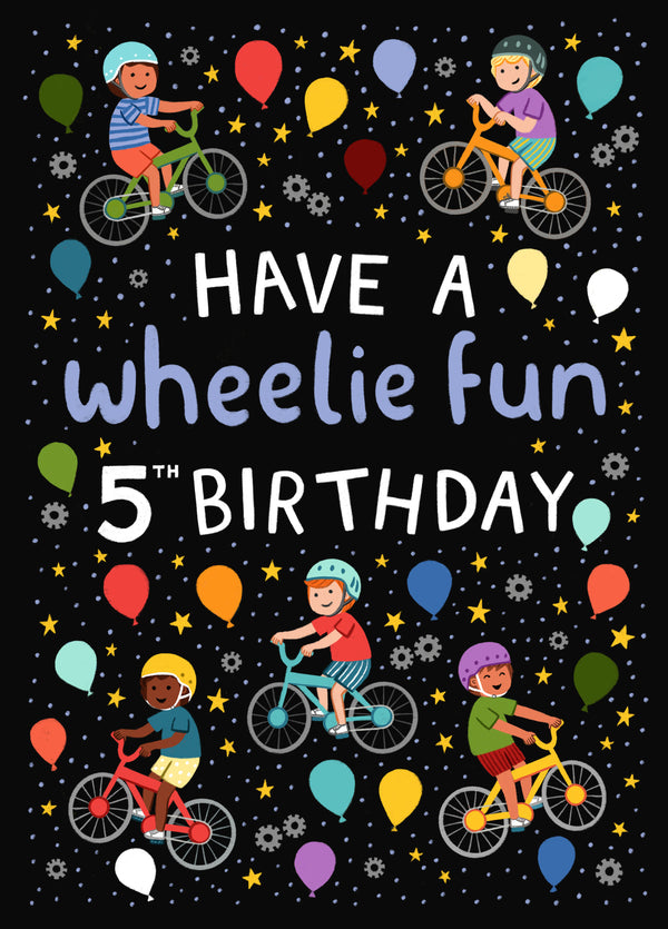 Cute 5th Birthday Card - Bikes - For Him