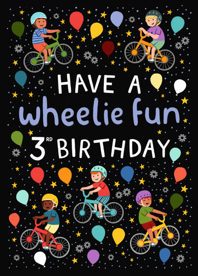 Cute 3rd Birthday Card - Bikes - For Him